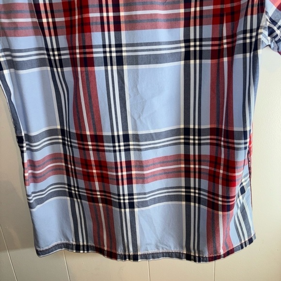 1990’s TOMMY JEANS RED & BLUE PLAID SS MED LOGO BUTTONED DOWN - Picture 10 of 14